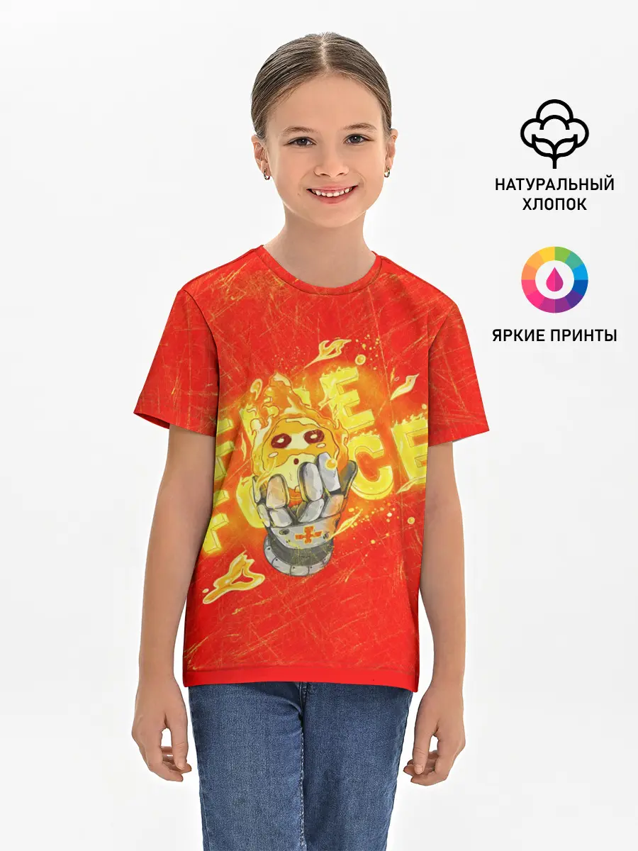 Детская базовая футболка / пламенная бригада пожарных красный фон