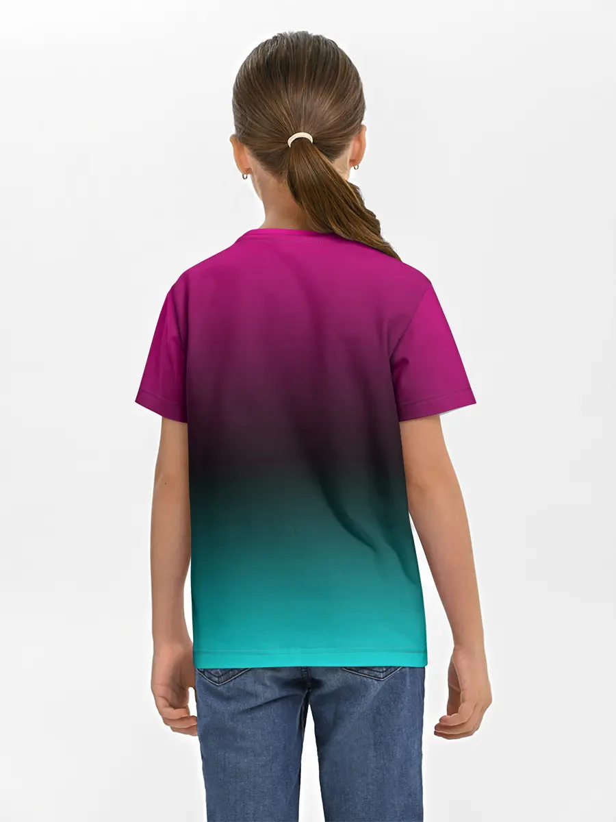 Детская базовая футболка / РЕТРО ЕДИНОРОГ НЕОН