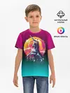 Детская базовая футболка / РЕТРО ЕДИНОРОГ НЕОН