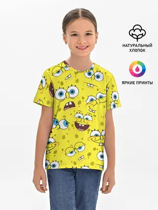 Детская базовая футболка / Губка Боб / SpongeBob pattern