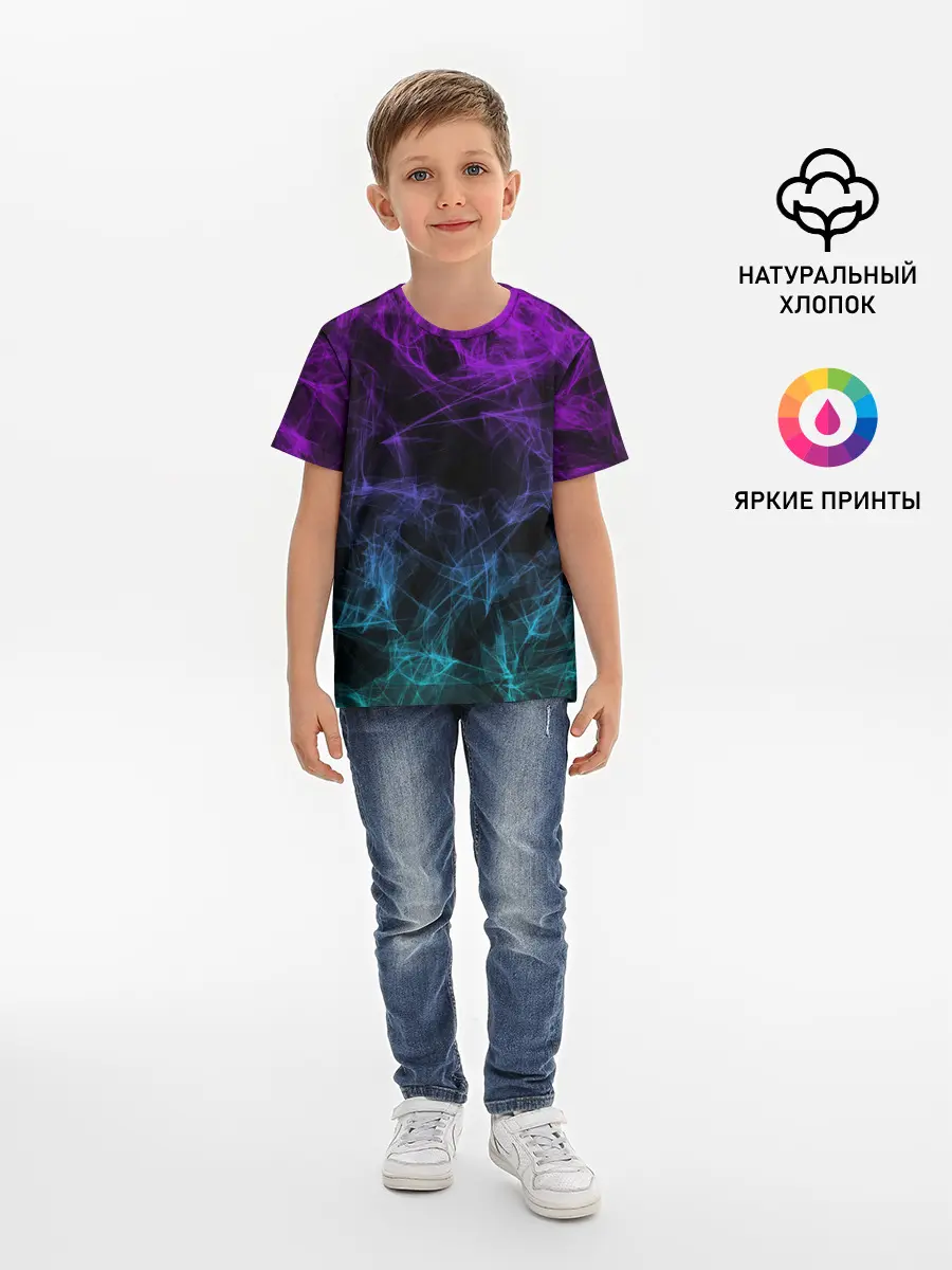 Детская базовая футболка / NEON SMOKES STRIPES | НЕОНОВЫЕ ВОЛНЫ