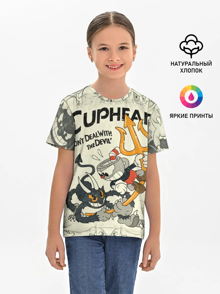 Детская базовая футболка / Cuphead and Devil