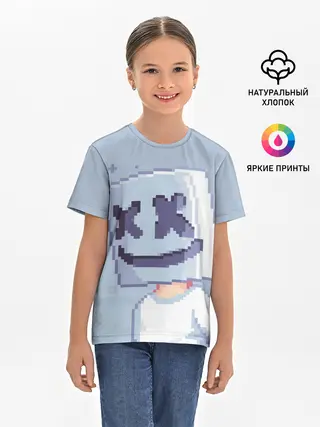 Детская базовая футболка / Marshmello Pixel