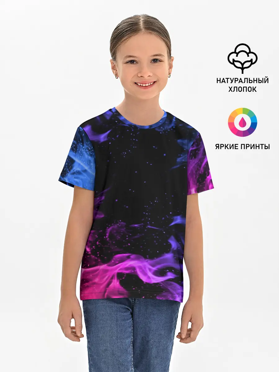 Детская базовая футболка / ОГОНЬ НЕОН