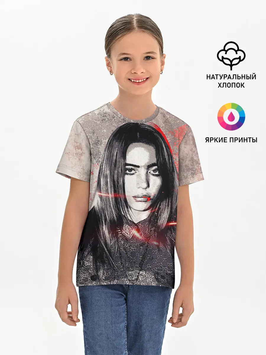 Детская базовая футболка / Билли Айлиш стиль гранж