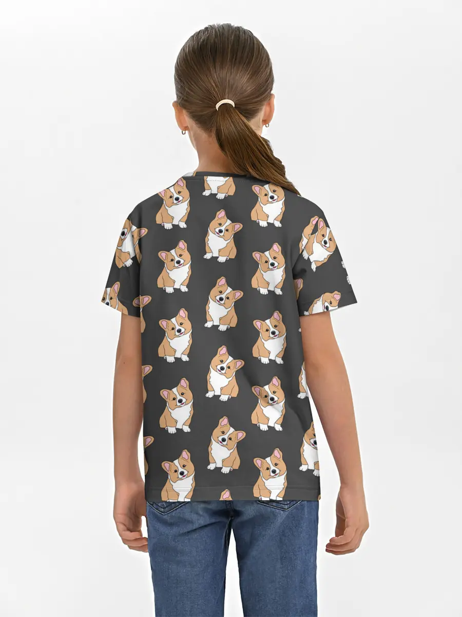 Детская базовая футболка / Корги малыши