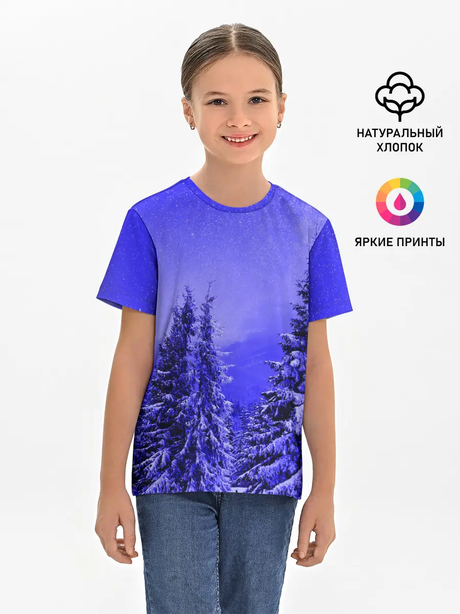 Детская базовая футболка / Зимний лес