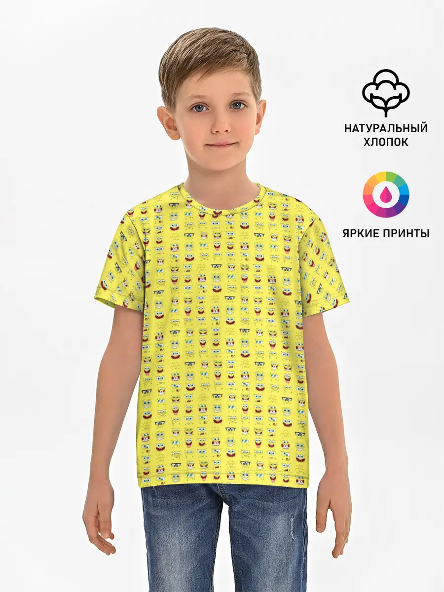 Детская базовая футболка / SpongeBobs facial expressions