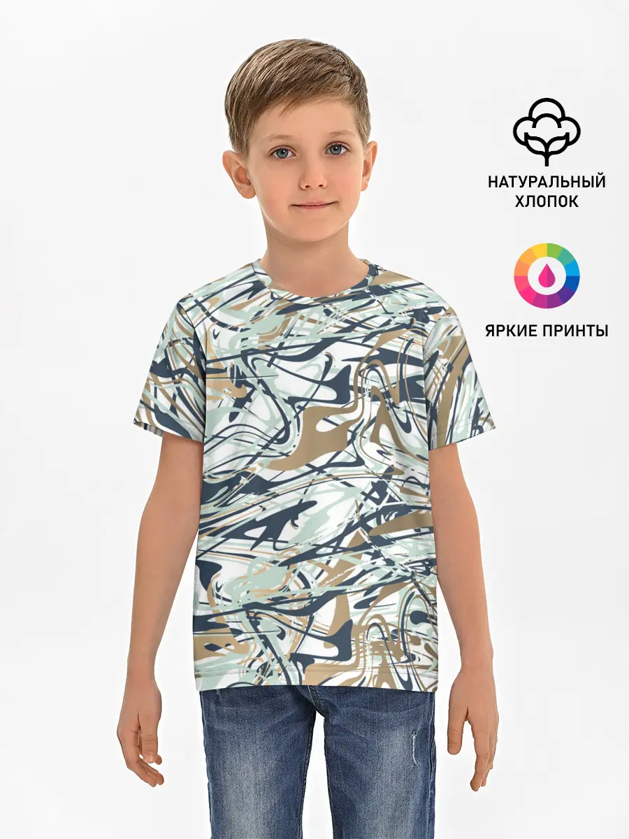 Детская базовая футболка / Узор красками