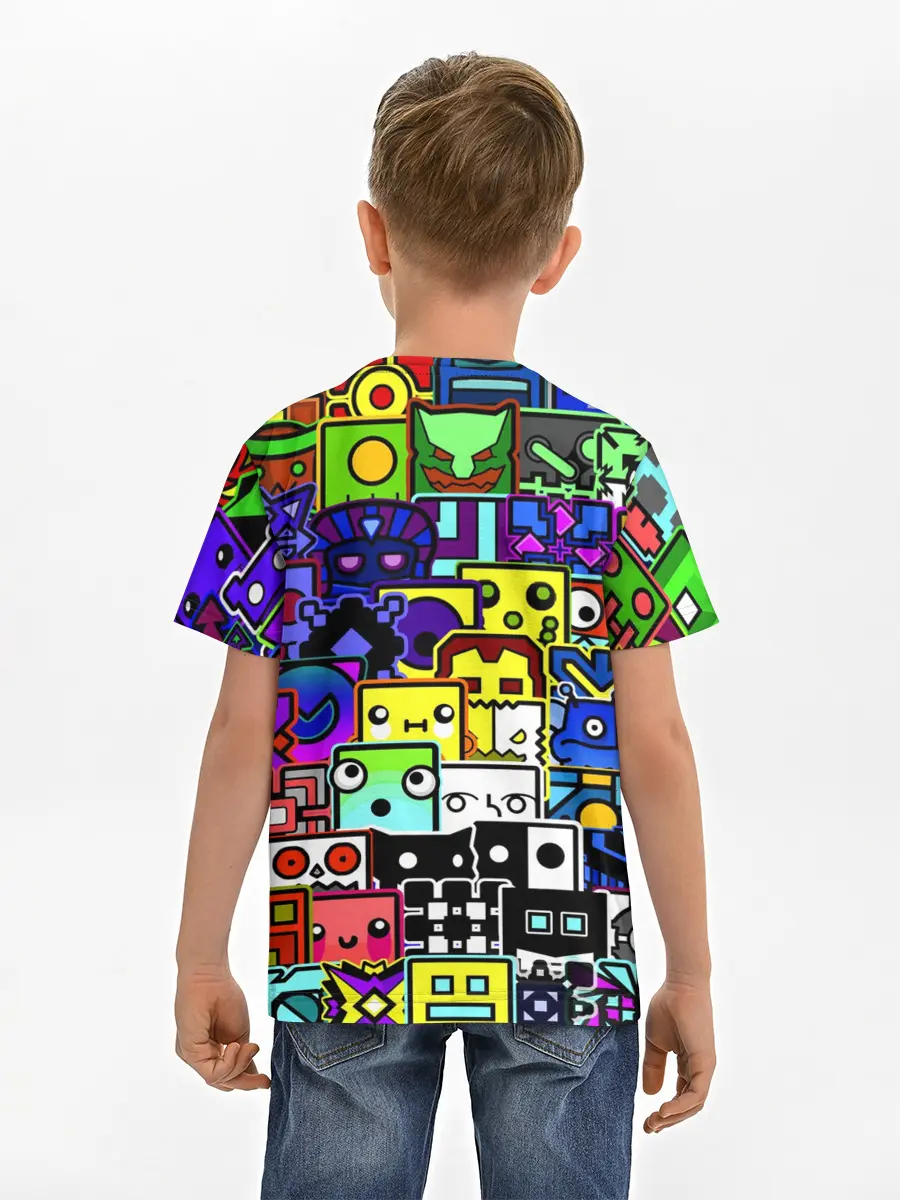Детская базовая футболка / GEOMETRY DASH ВСЕ СКИНЫ