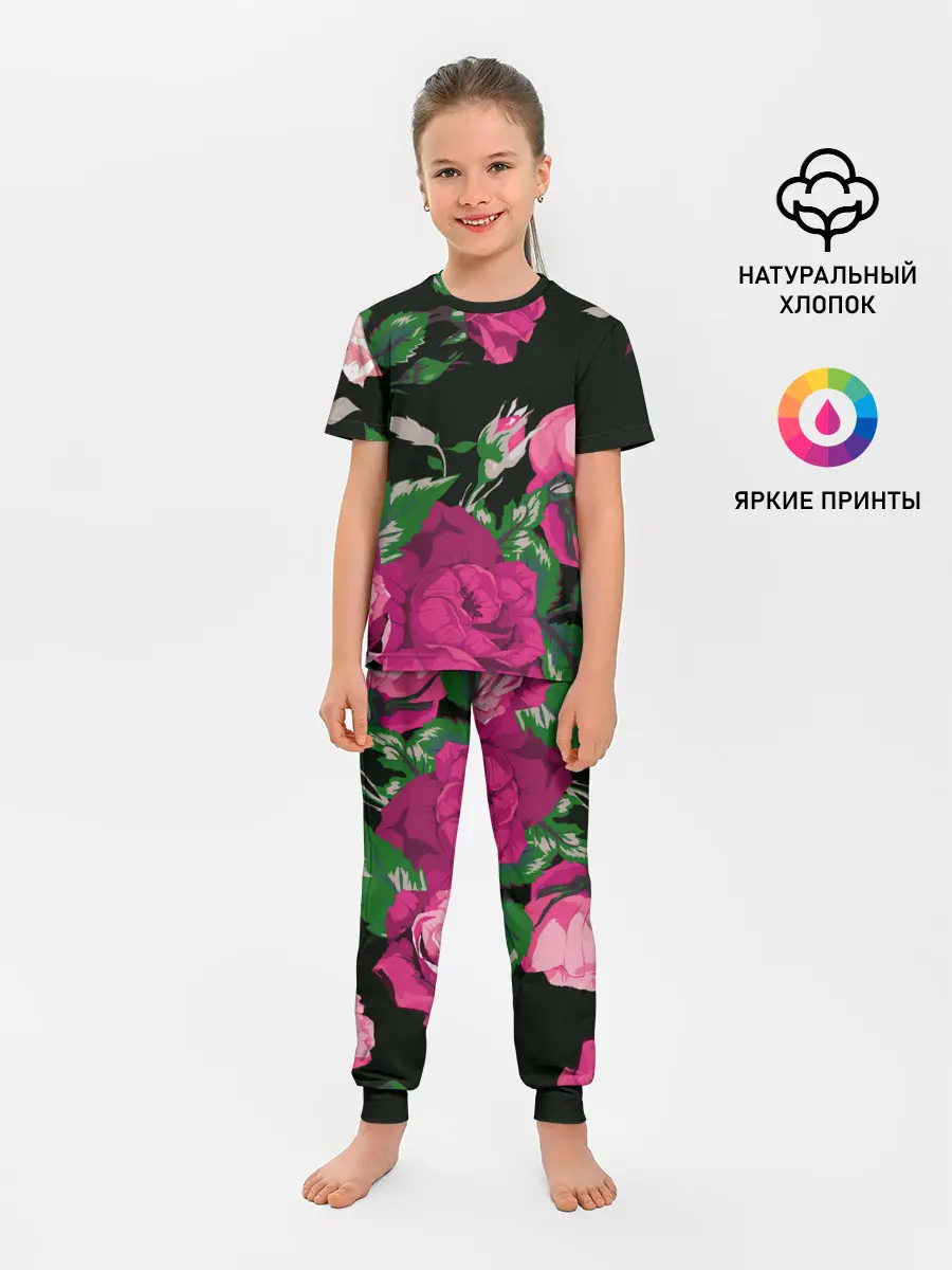 Детская пижама с брюками / Розы