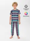 Детская пижама с брюками / Бирюзово-сиреневый полосатый