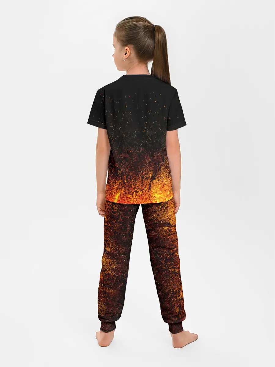 Детская пижама с брюками / Чёрный клевер Аста в огне