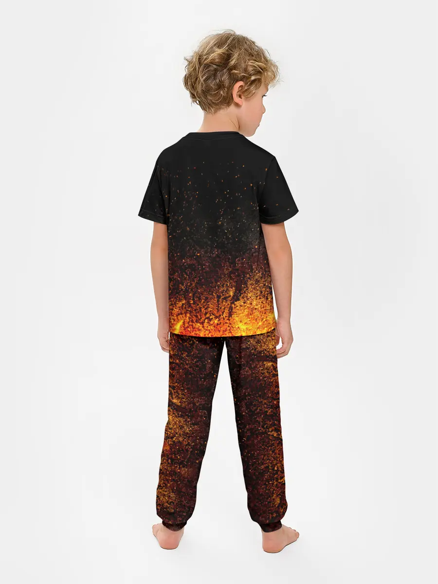 Детская пижама с брюками / Чёрный клевер Аста в огне