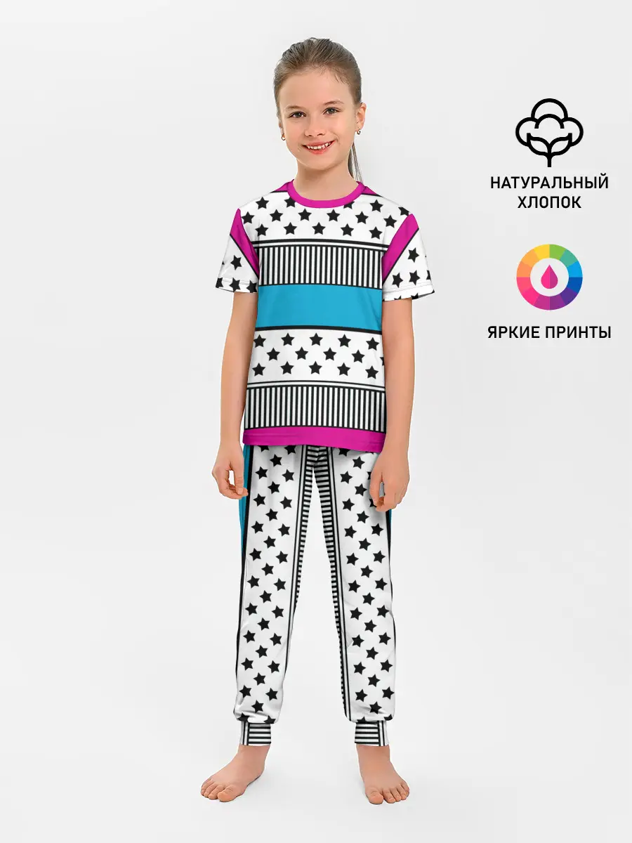 Детская пижама с брюками / Молодежный современный узор
