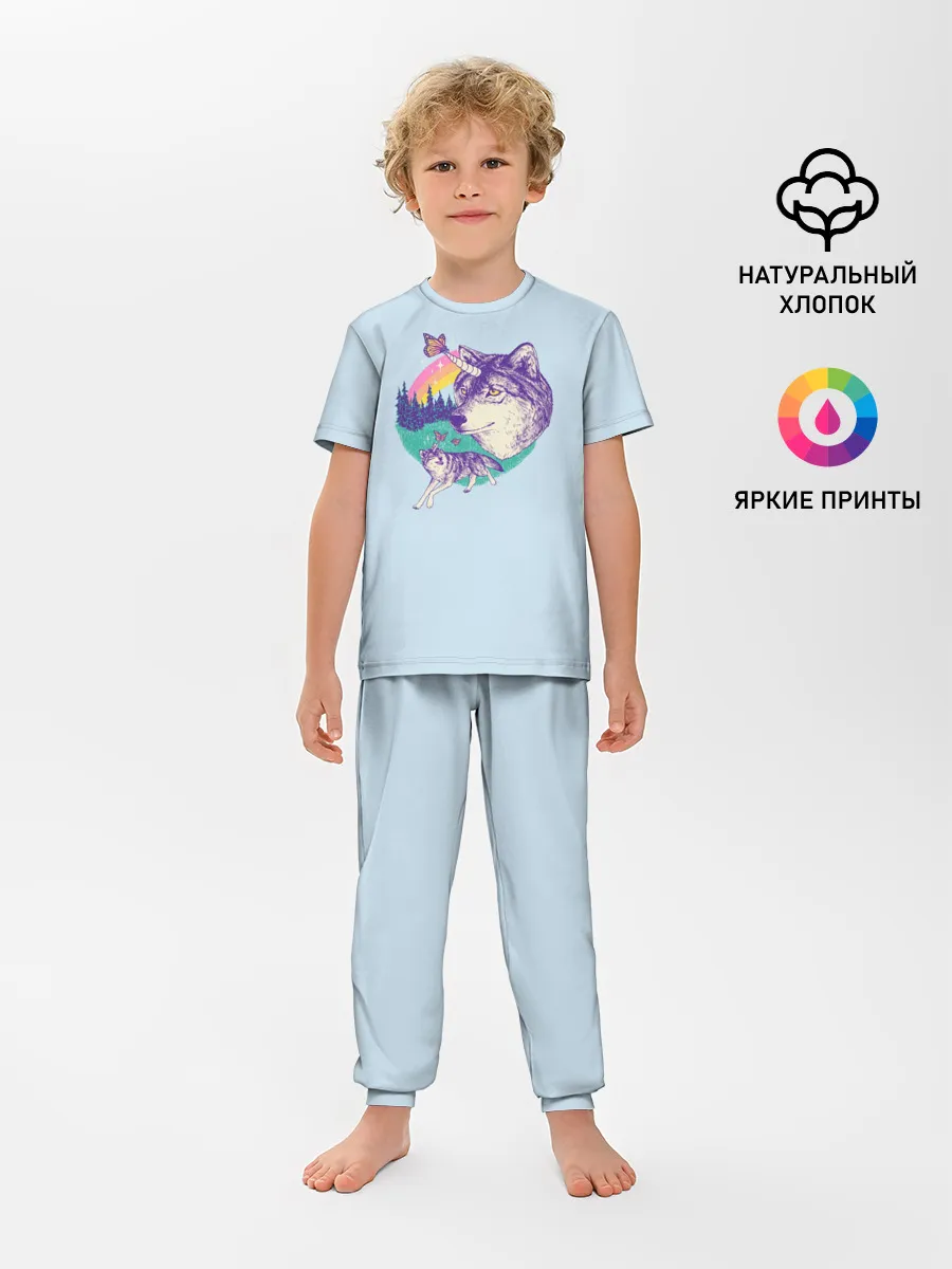 Детская пижама с брюками / Волк единорог