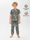 Детская пижама с брюками / Морские рыбки на зеленом фоне