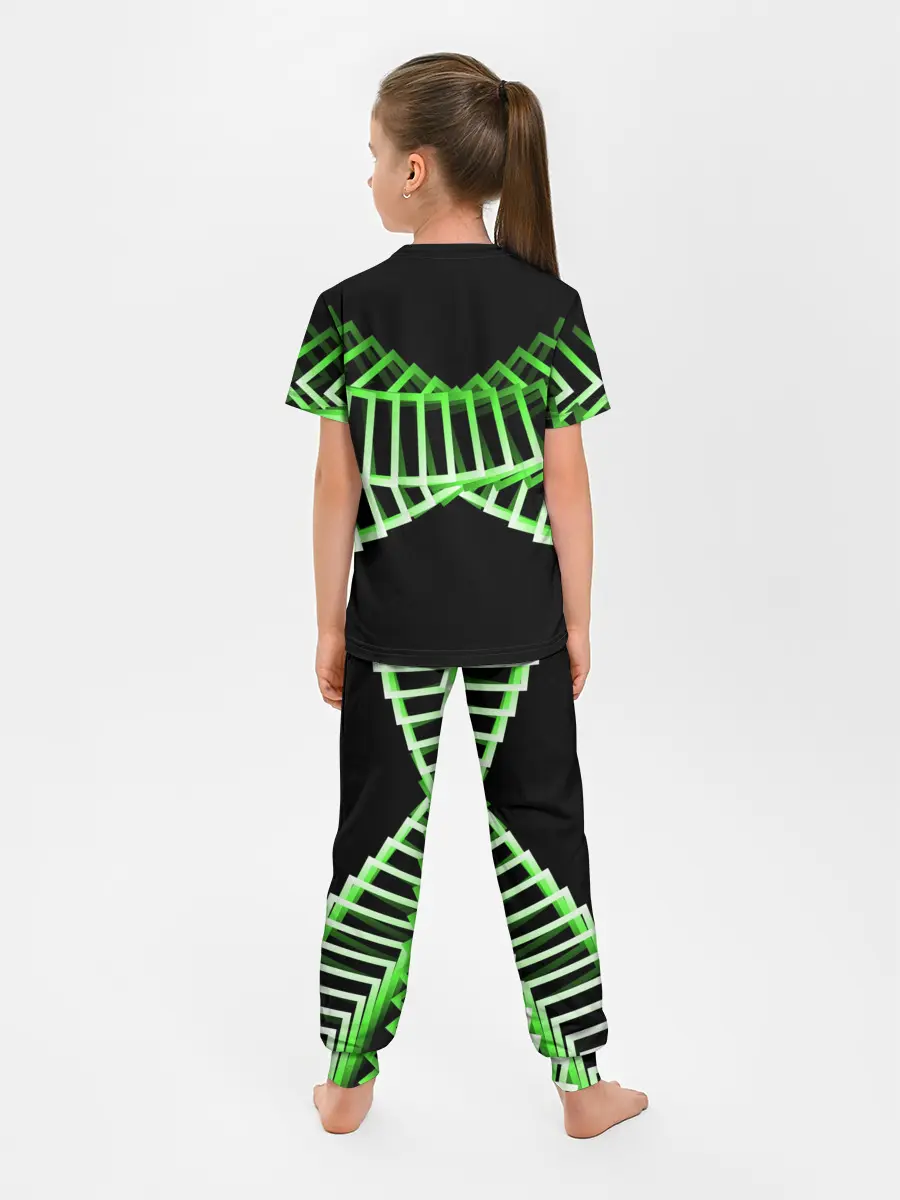 Детская пижама с брюками / Неоновые квадраты