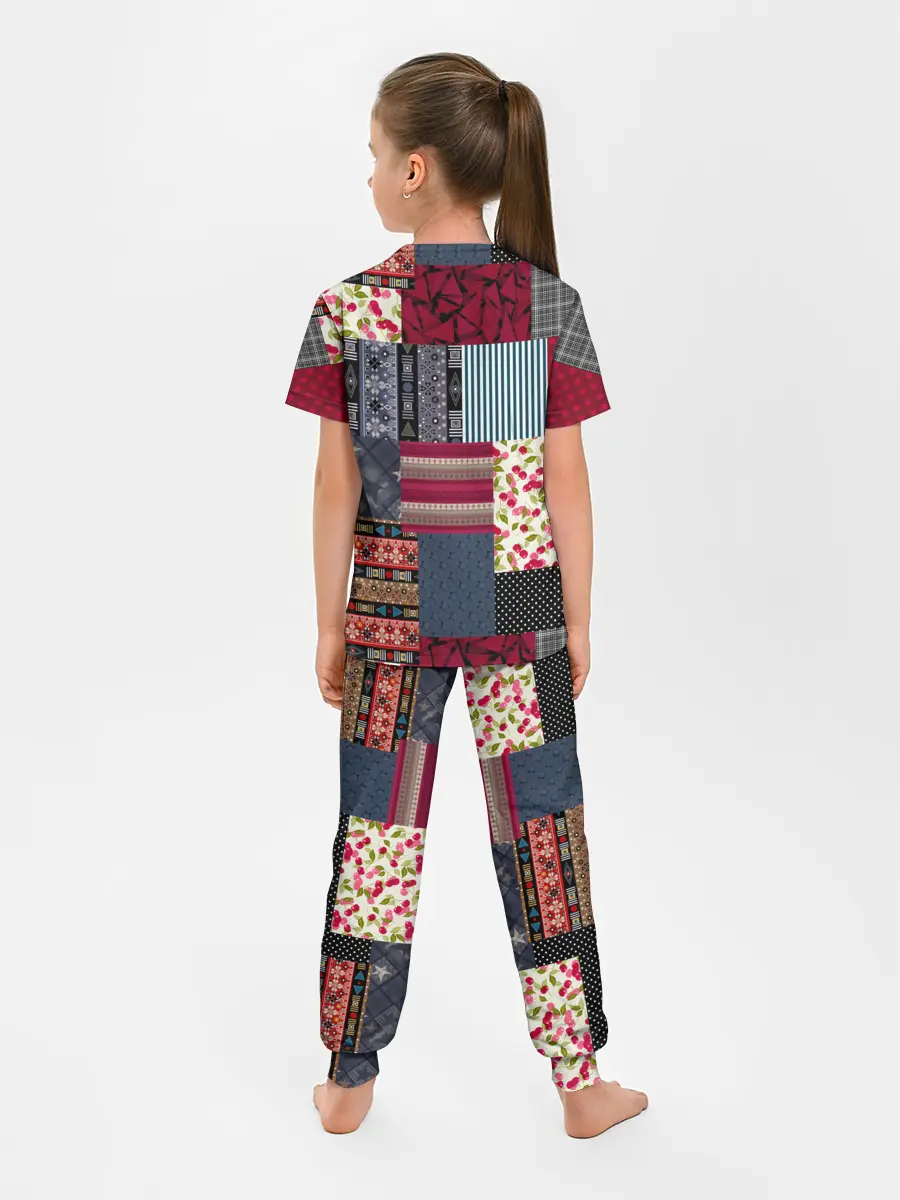 Детская пижама с брюками / Деревенский стиль. Пэчворк.
