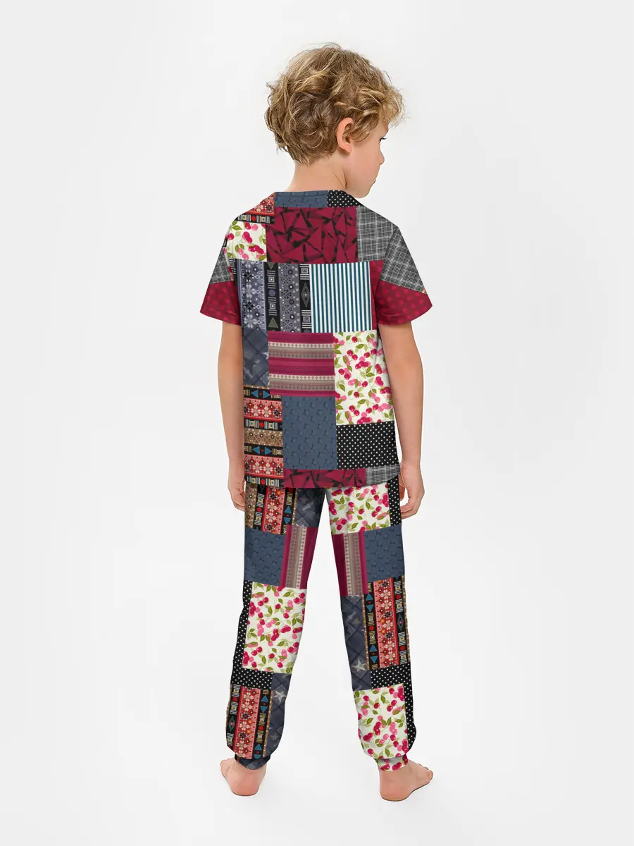Детская пижама с брюками / Деревенский стиль. Пэчворк.