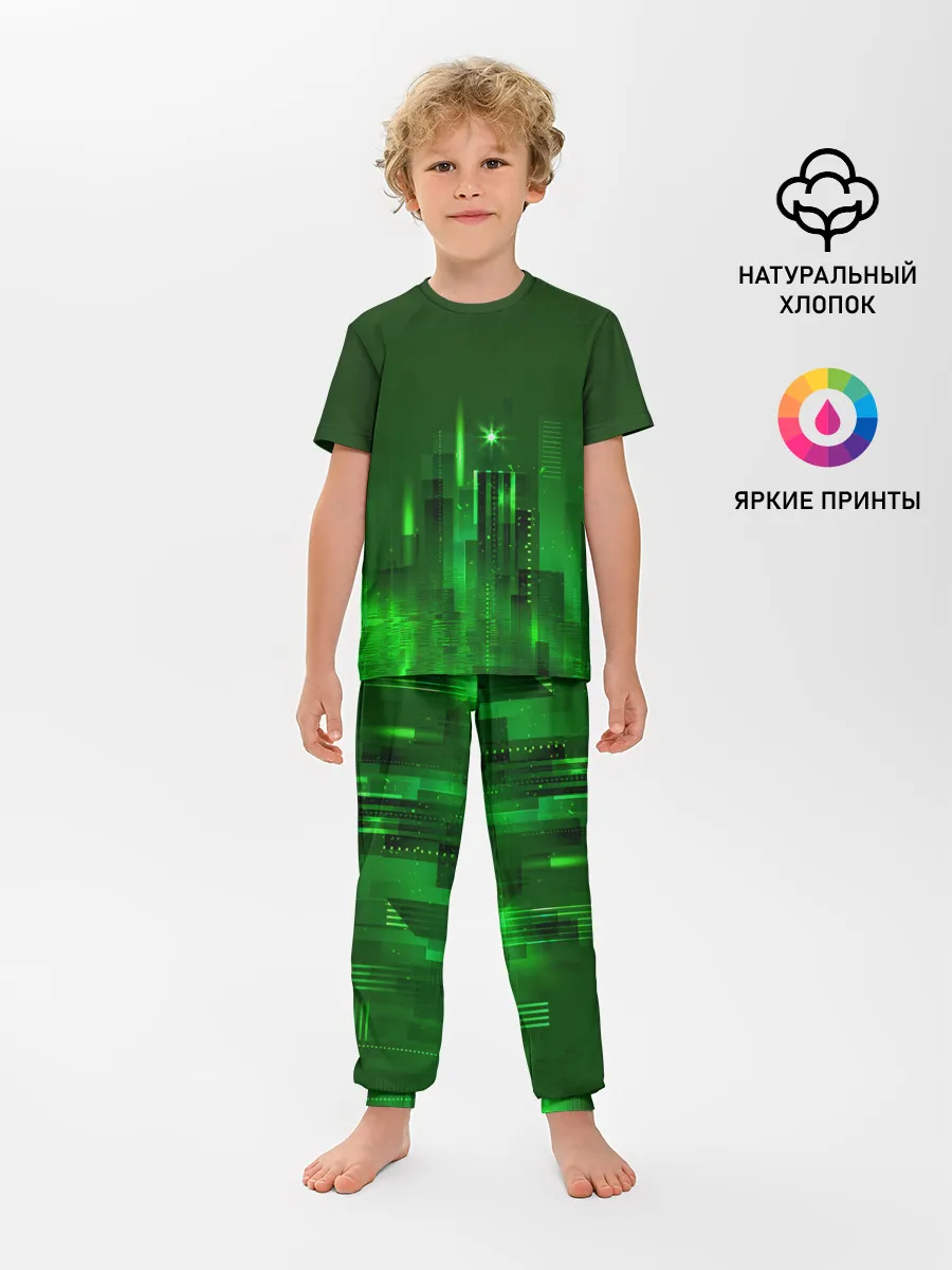 Детская пижама с брюками / Зеленый город