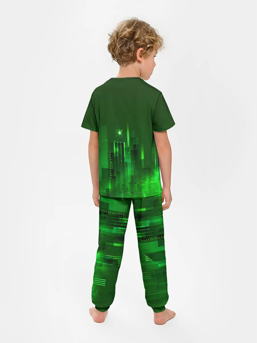 Детская пижама с брюками / Зеленый город