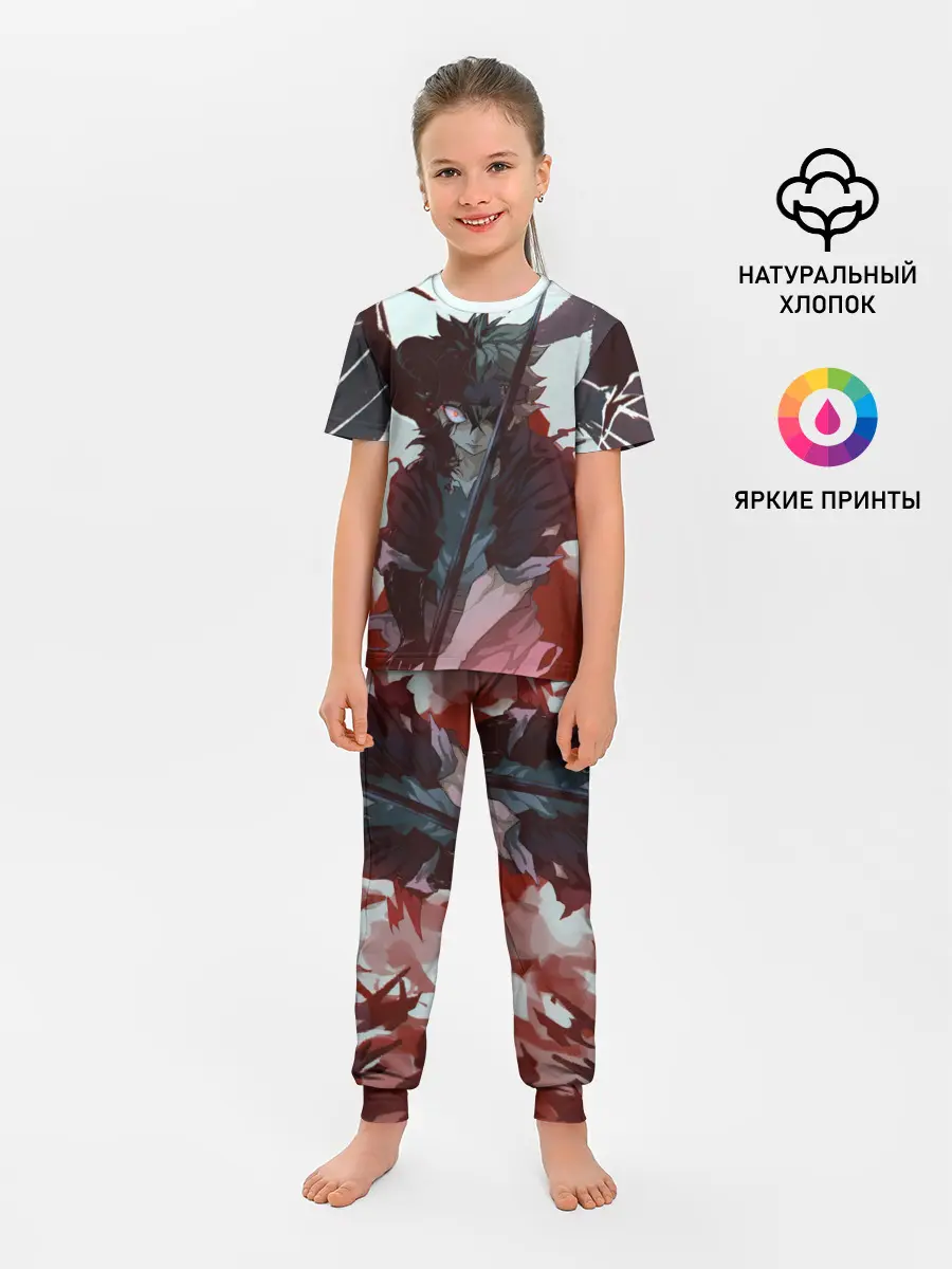 Детская пижама с брюками / Аста в режиме демона черный клевер