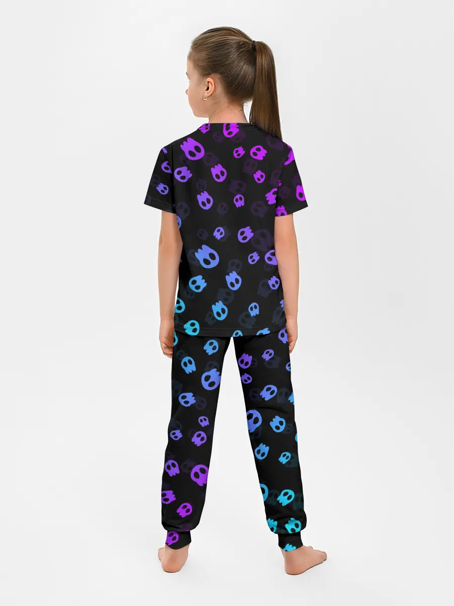 Детская пижама с брюками / НЕОНОВЫЕ ЧЕРЕПА