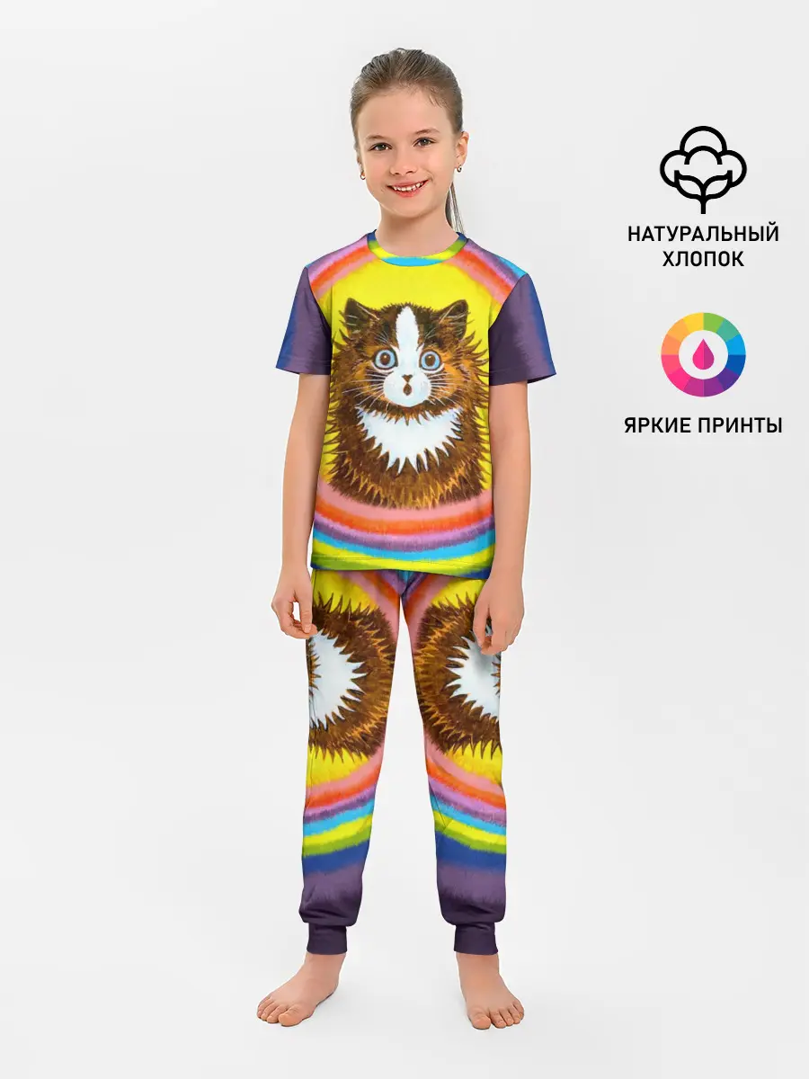 Детская пижама с брюками / Радужный кот Луиса Уэйна