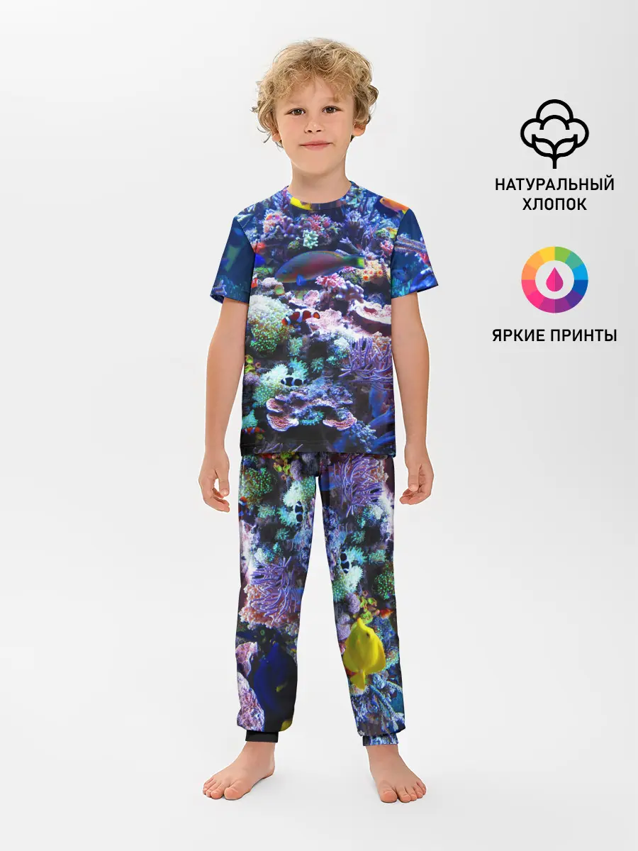 Детская пижама с брюками / Коралловые рыбки