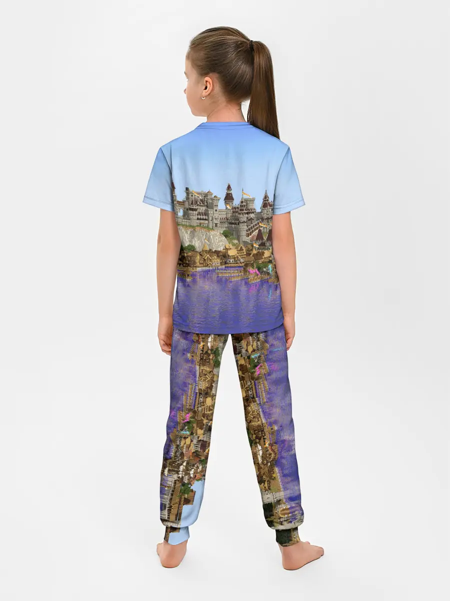 Детская пижама с брюками / Корабль и замок в манкрафт.