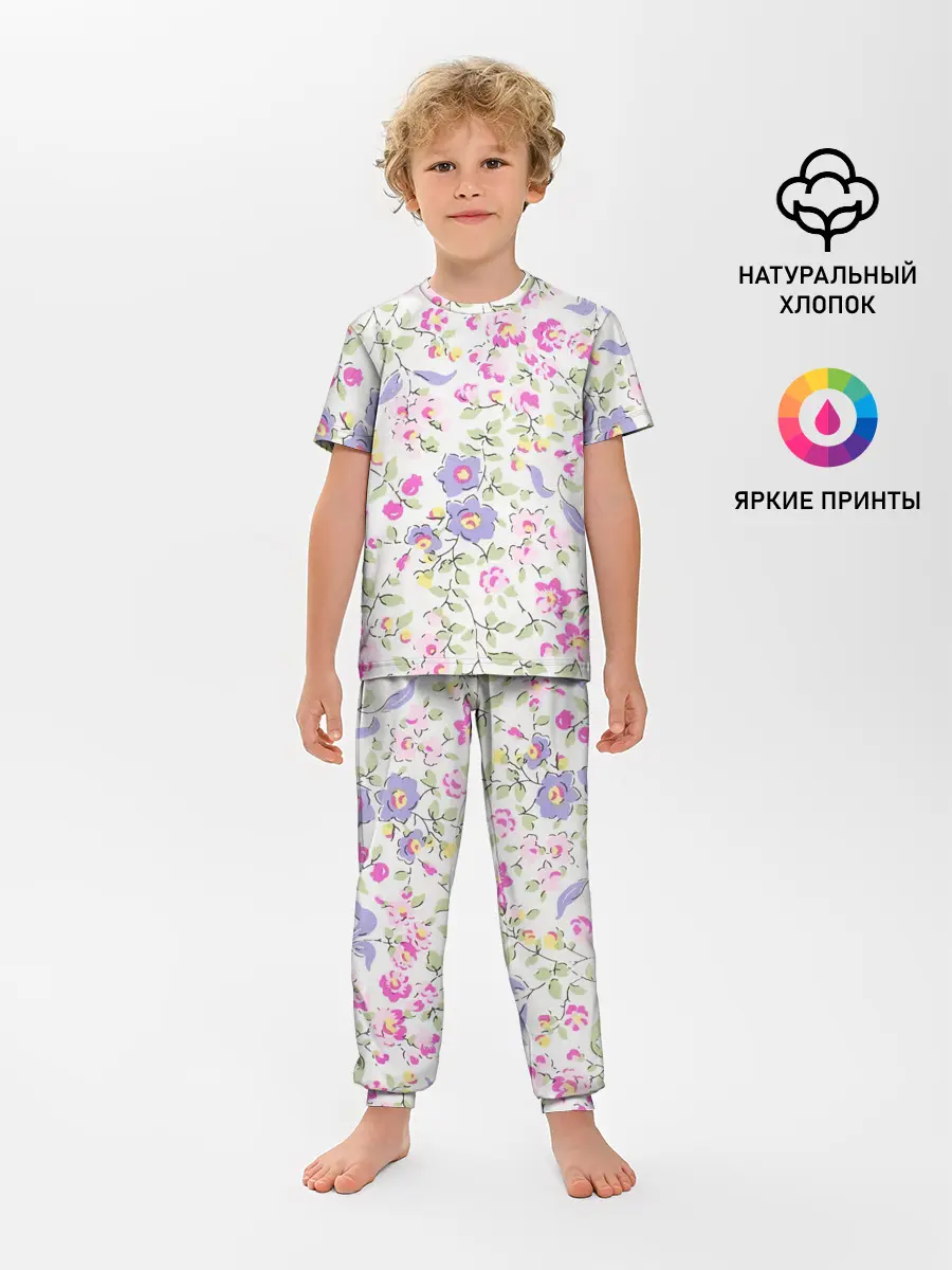Детская пижама с брюками / Яркие весенние цветы