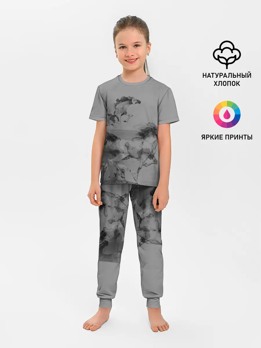 Детская пижама с брюками / кони