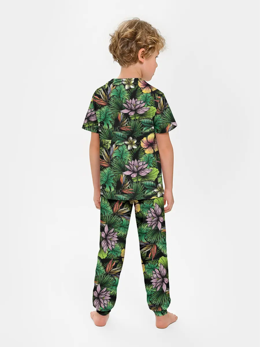 Детская пижама с брюками / Летние цветы