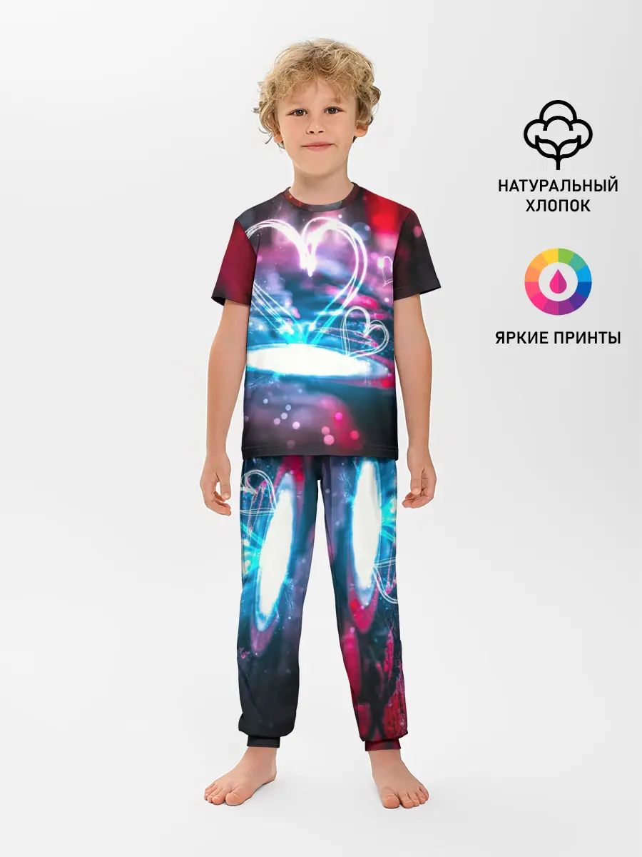 Детская пижама с брюками / Неоновое сердце