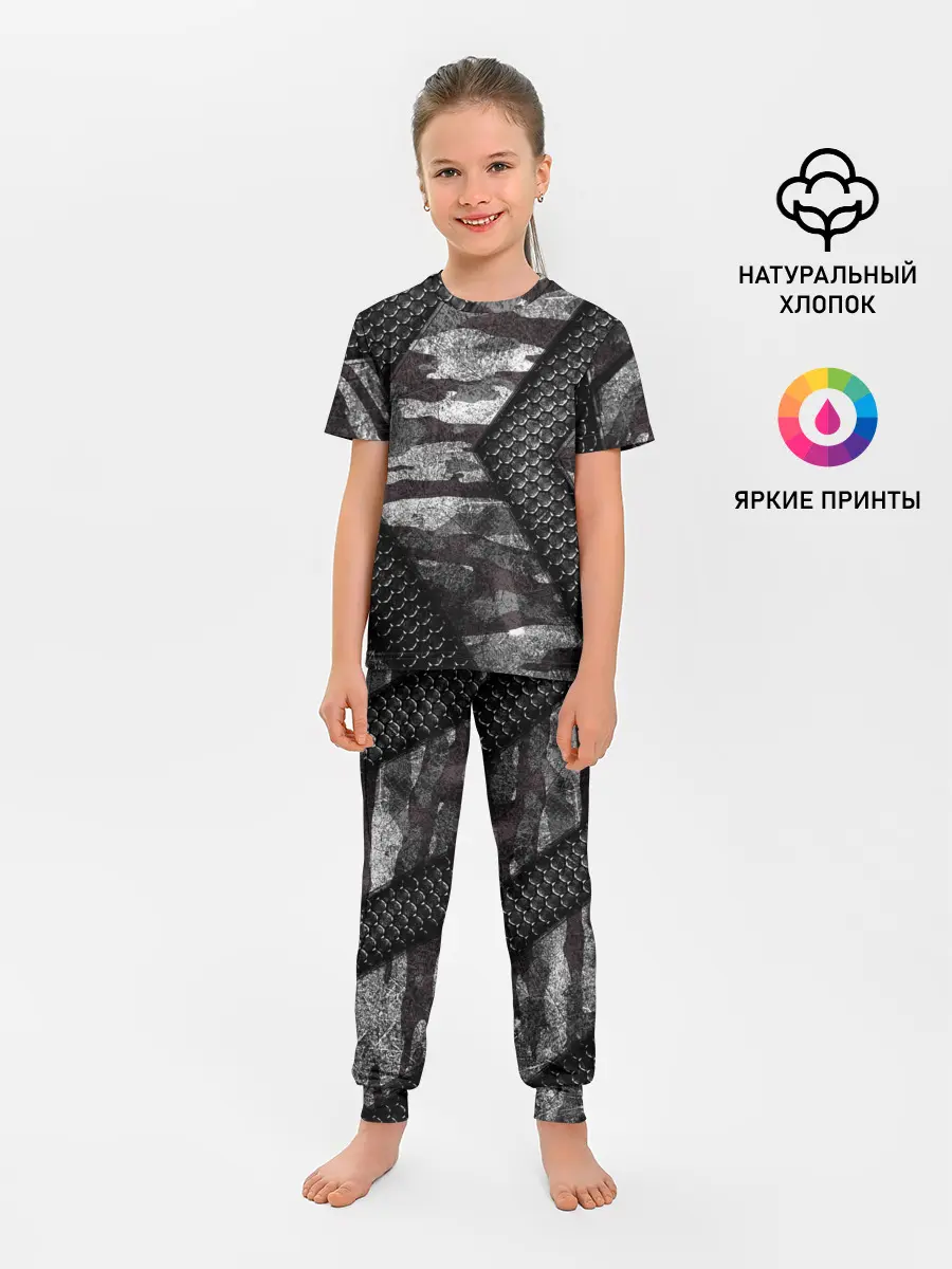 Детская пижама с брюками / Камуфляжная 3D броня