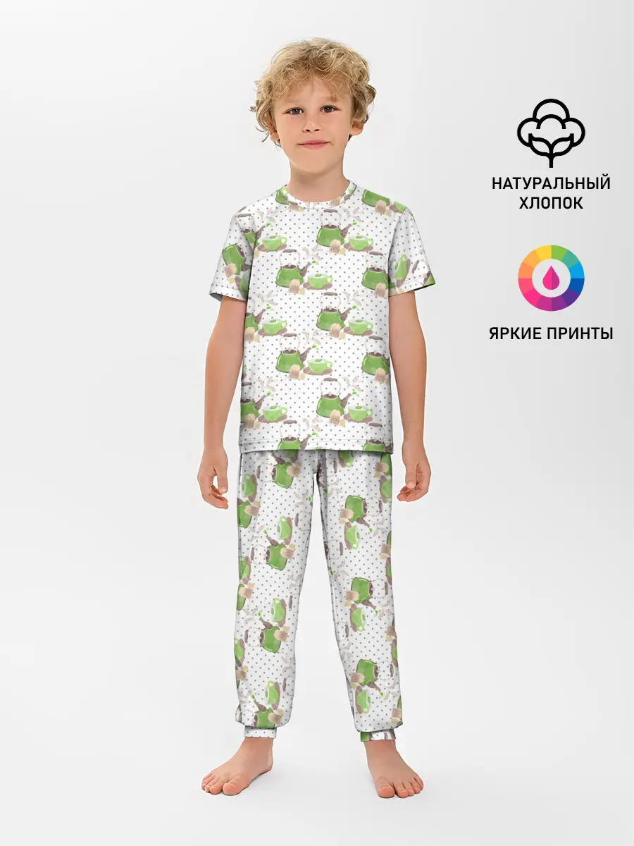 Детская пижама с брюками / Зеленый чай