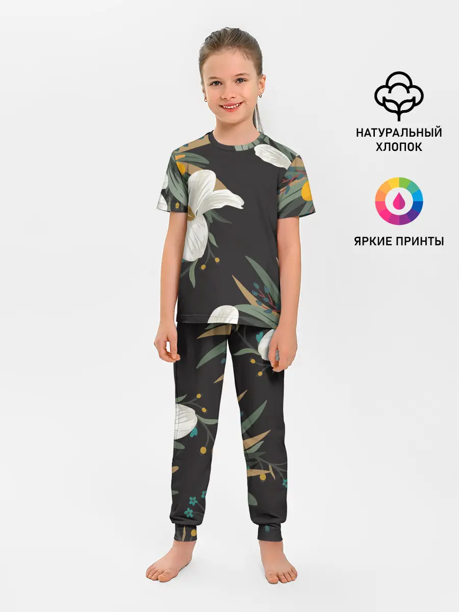 Детская пижама с брюками / Цветочный арт
