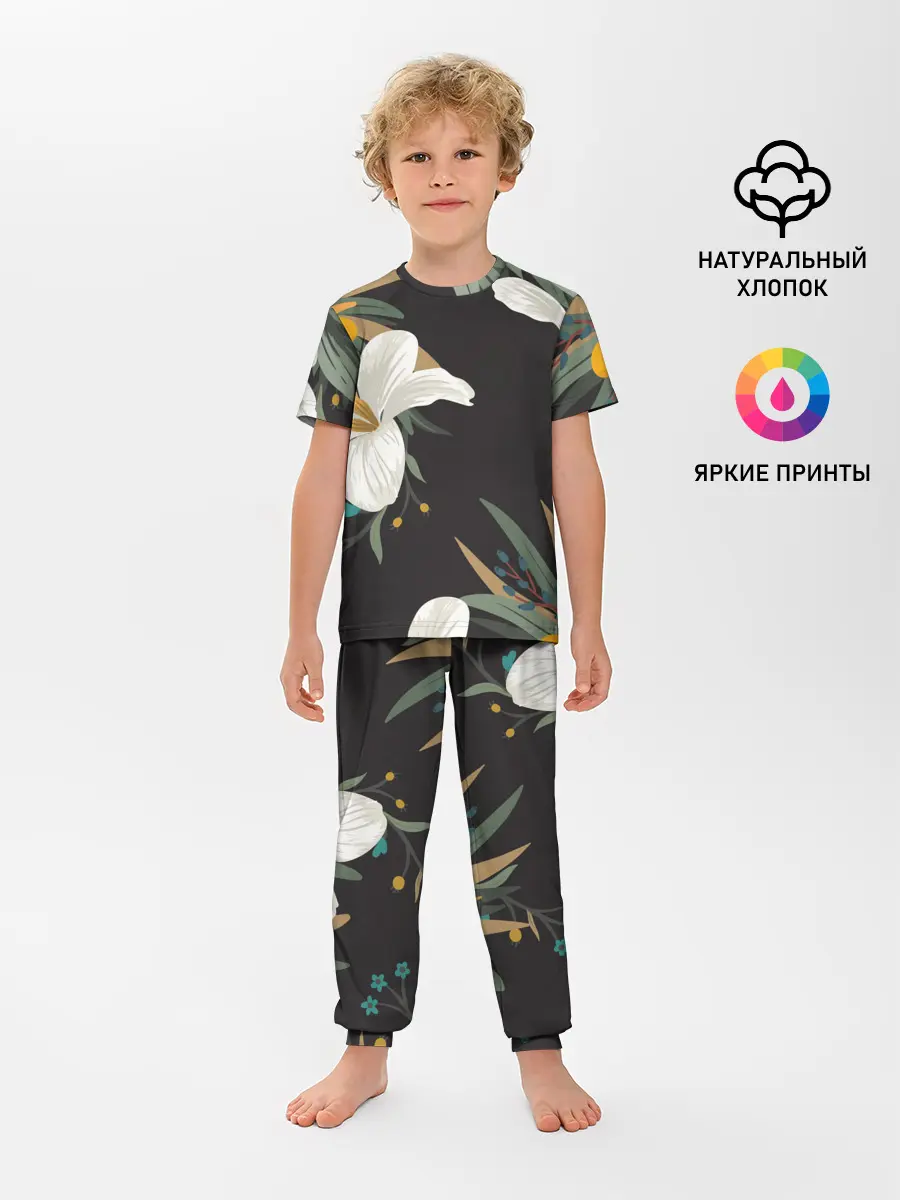 Детская пижама с брюками / Цветочный арт