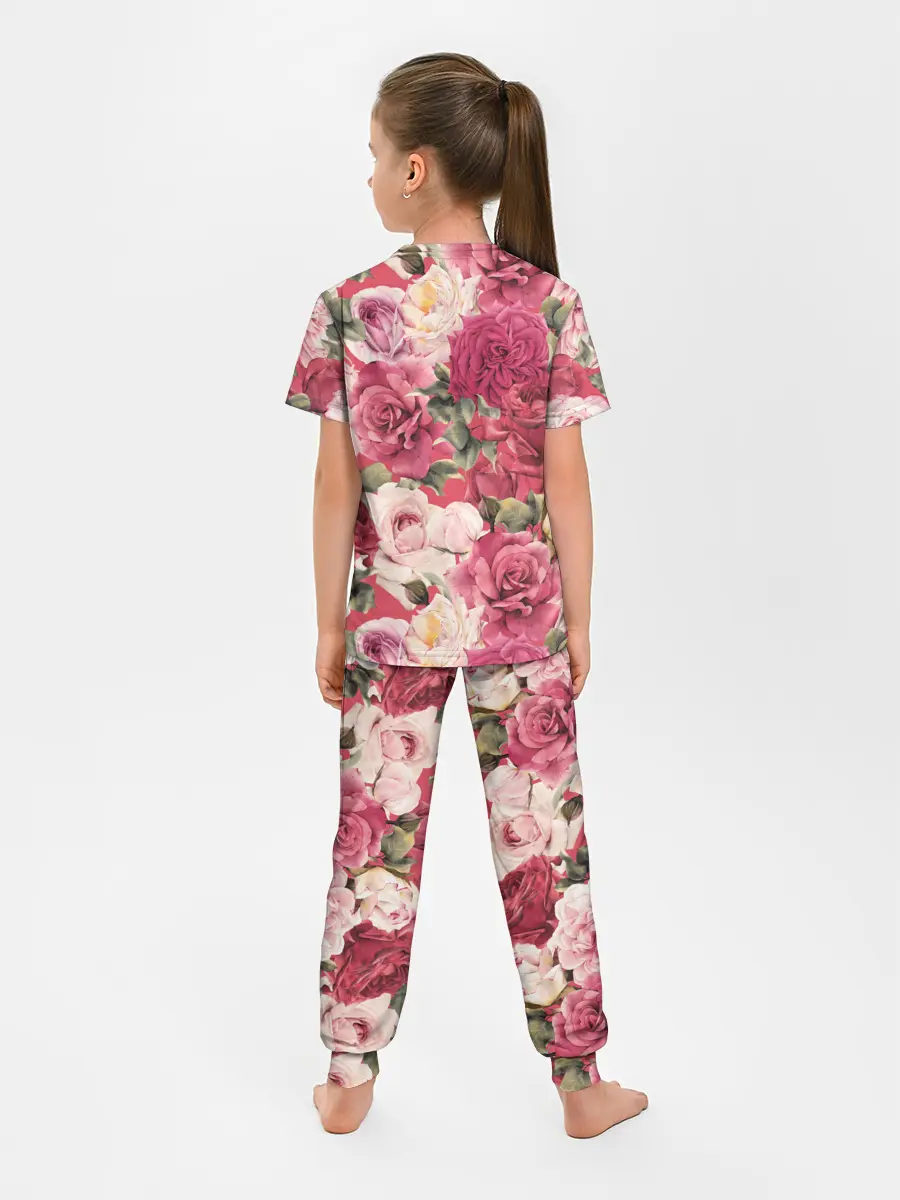 Детская пижама с брюками / Акварель, розы