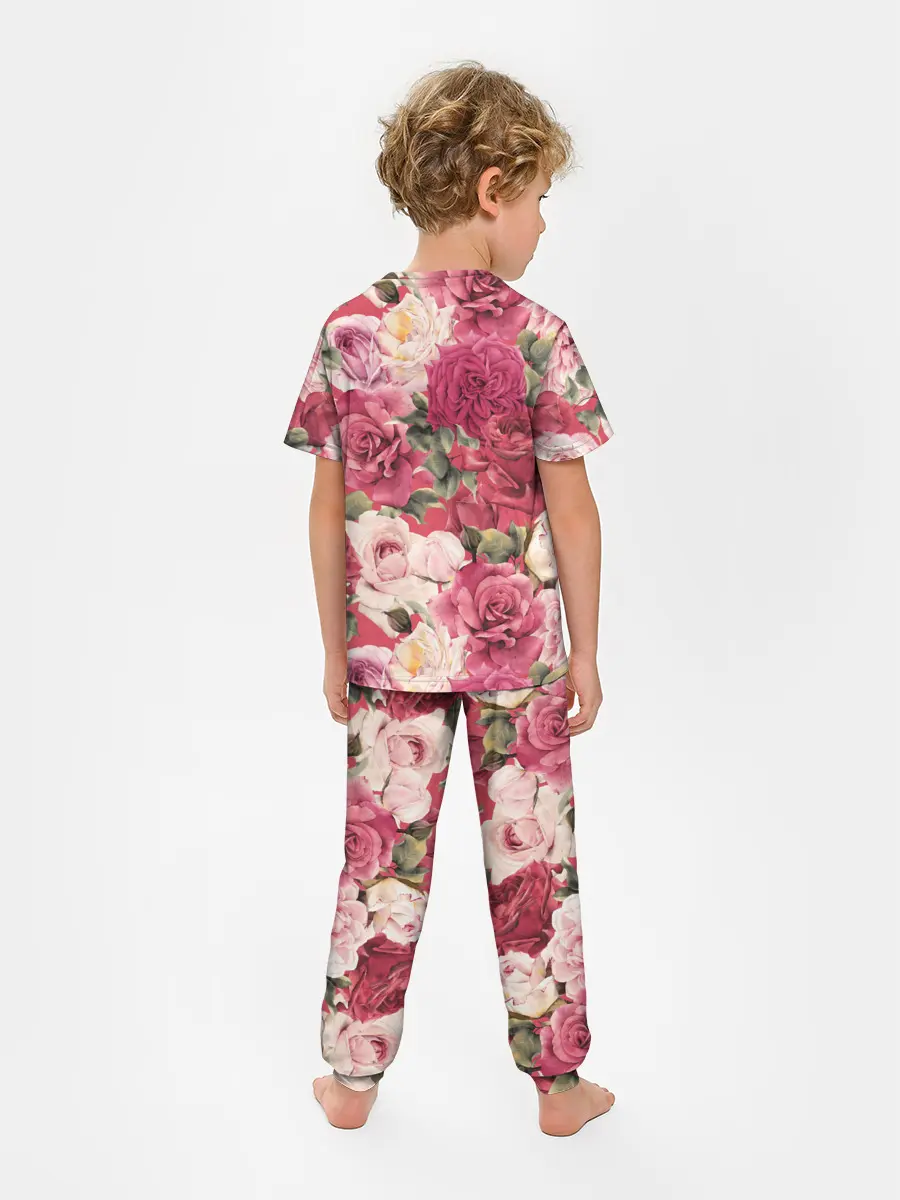 Детская пижама с брюками / Акварель, розы