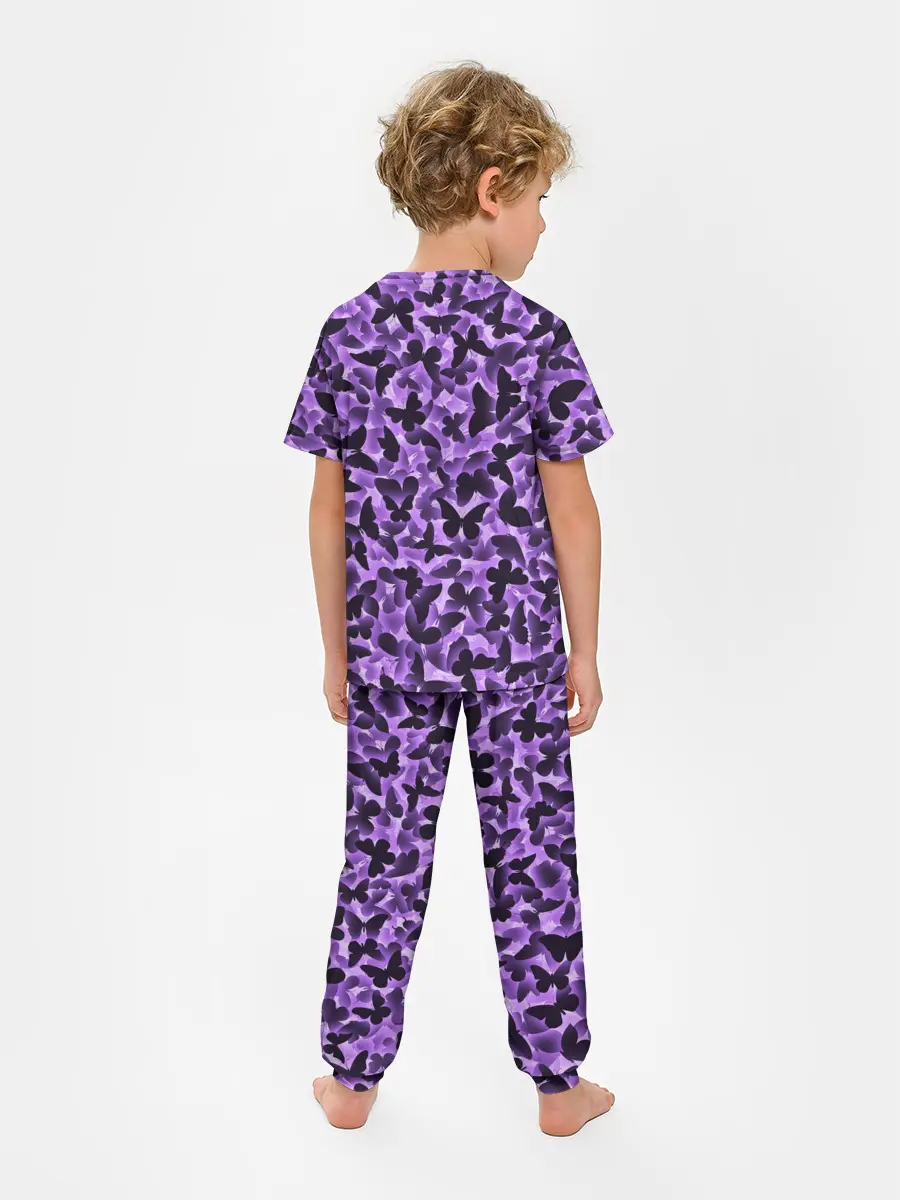 Детская пижама с брюками / Сиреневые бабочки