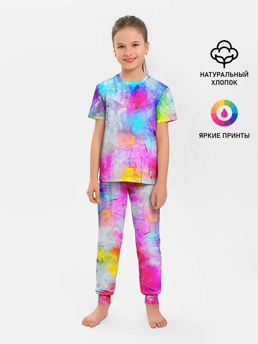 Детская пижама с брюками / НЕОНОВЫЕ ПОТЕРТОСТИ