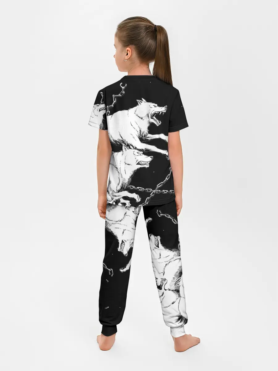 Детская пижама с брюками / Белые волки