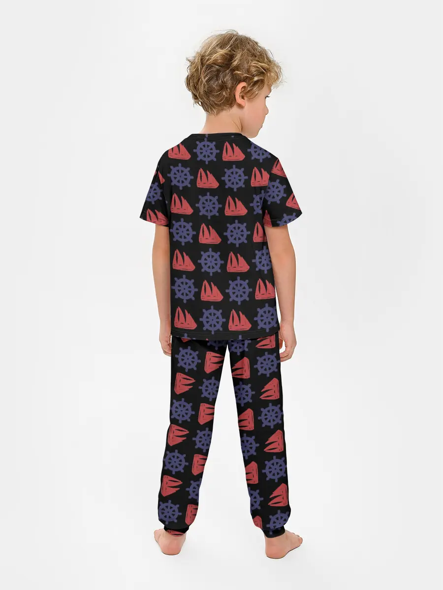 Детская пижама с брюками / Корабли и штурвалы