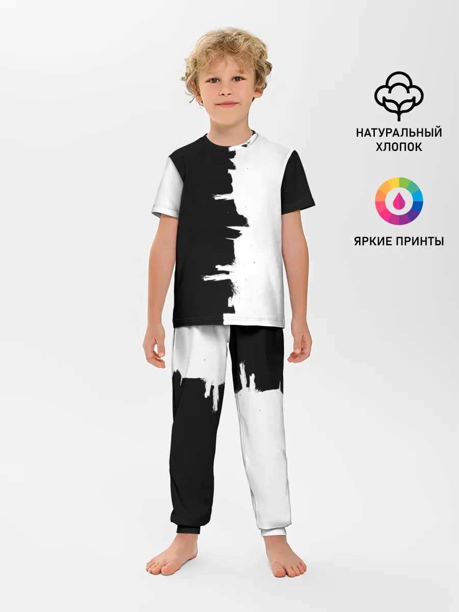 Детская пижама с брюками / Черным по белому