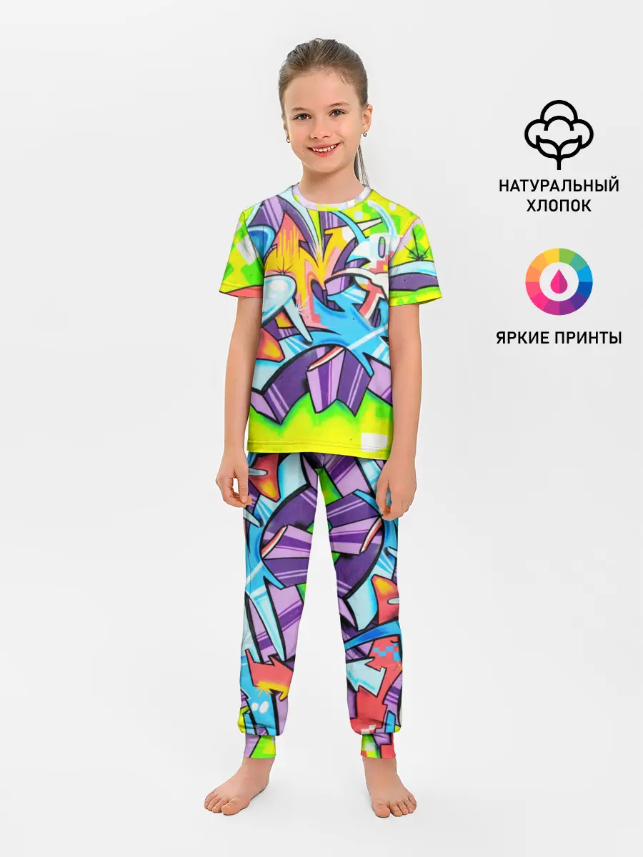 Детская пижама с брюками / Неоновая кислота