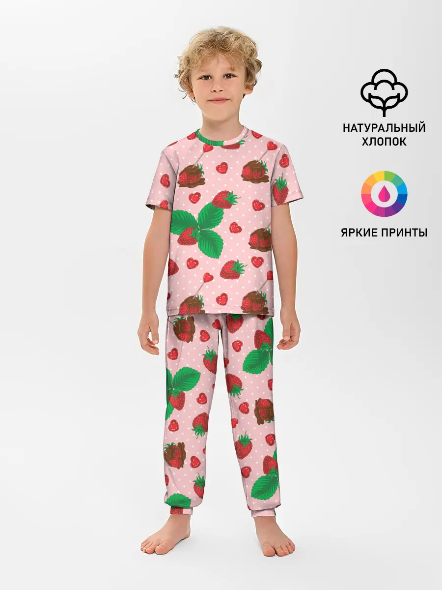Детская пижама с брюками / Клубника в шоколаде