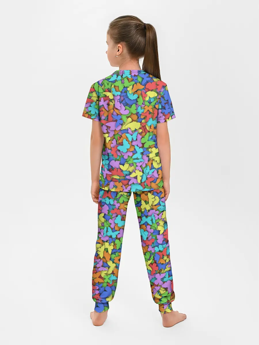 Детская пижама с брюками / Разноцветные бабочки