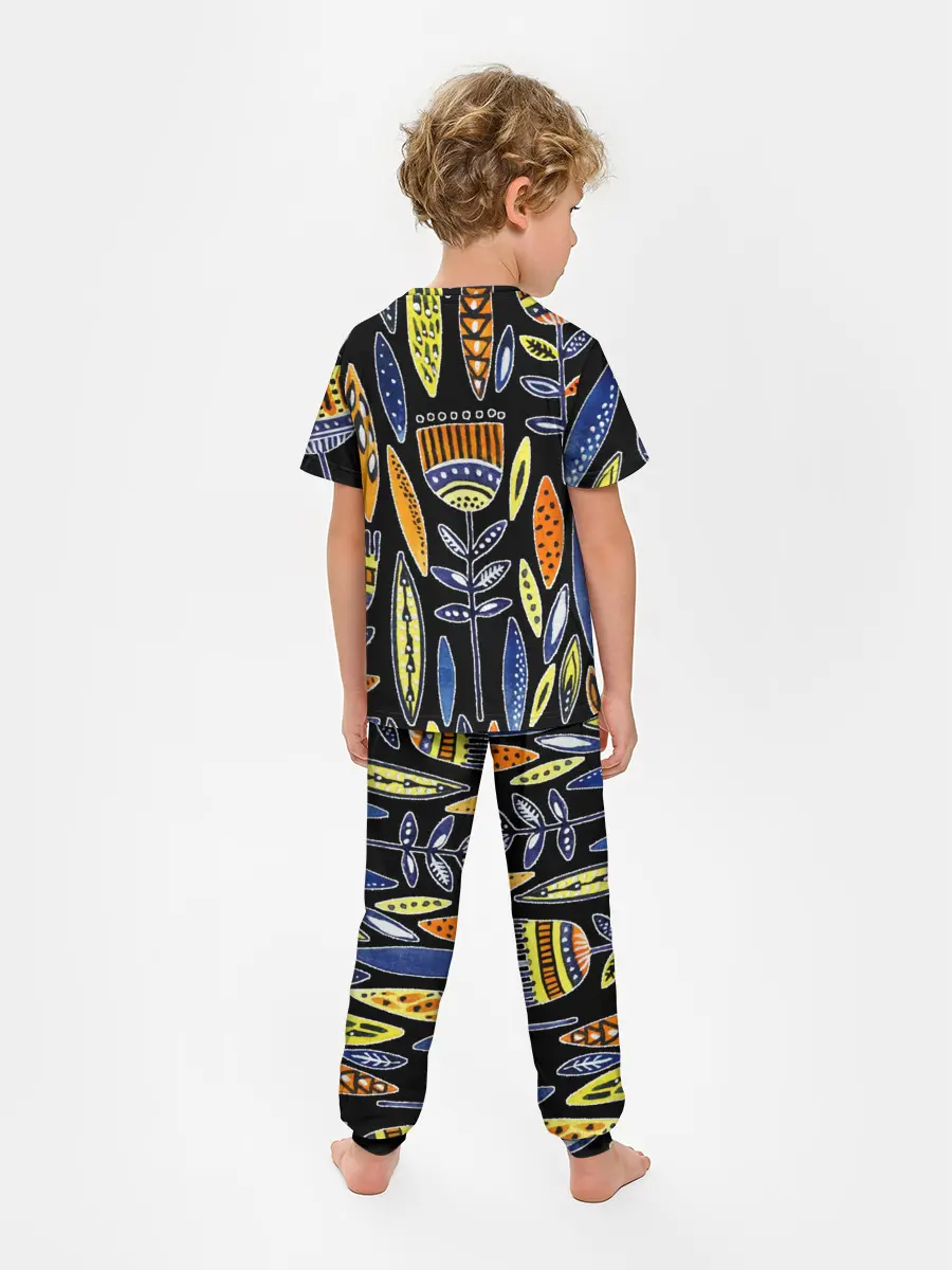Детская пижама с брюками / цветы фараона